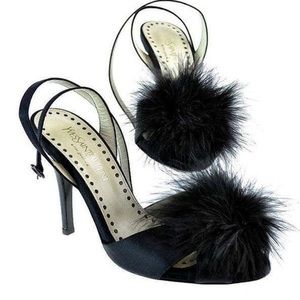 Yves Saint Laurent- Rive Gauche satin heels with removable shoe clips